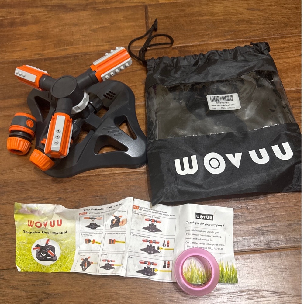WOVUU 360 Rotating Lawn Sprinkler Automatic Garden Water System Orange Black